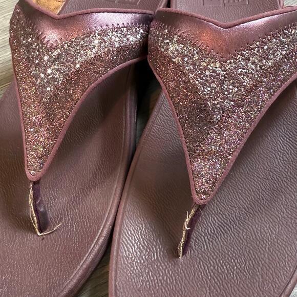 FitFlop Lulu Glitter Toe Post Thong Sandal Size 10 Wobbleboard Wedge Slip On - Picture 10 of 16